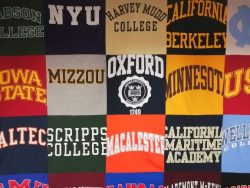 wall of college shirts